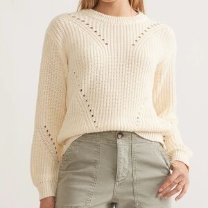 Marine Layer Ramona Crewneck Knit Sweater Size Small Cream Ivory